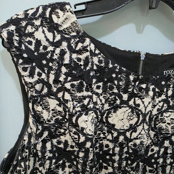 Roz & Ali Black Multi Lace Overlay Dress Size 16 Sleeveless Party Cocktail - Picture 4 of 8